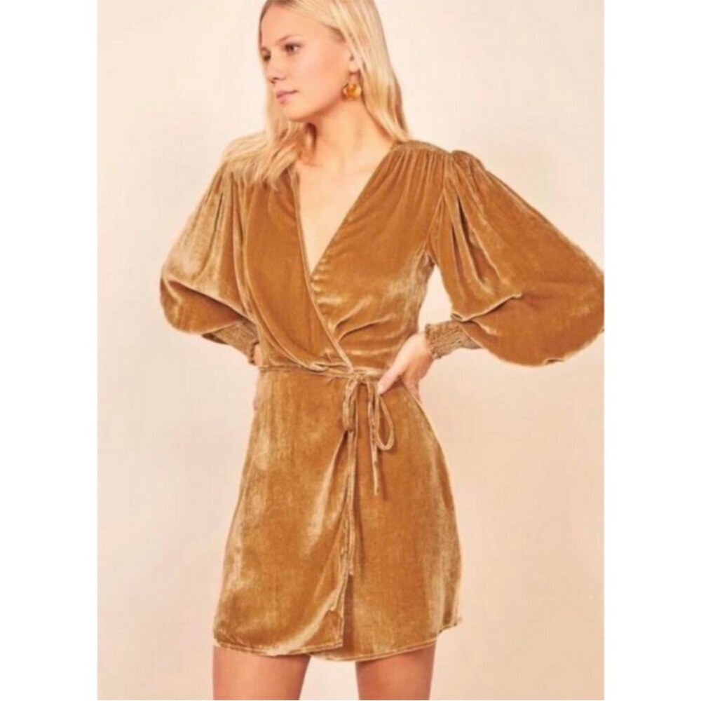 Elegant Gold Wrap Dress